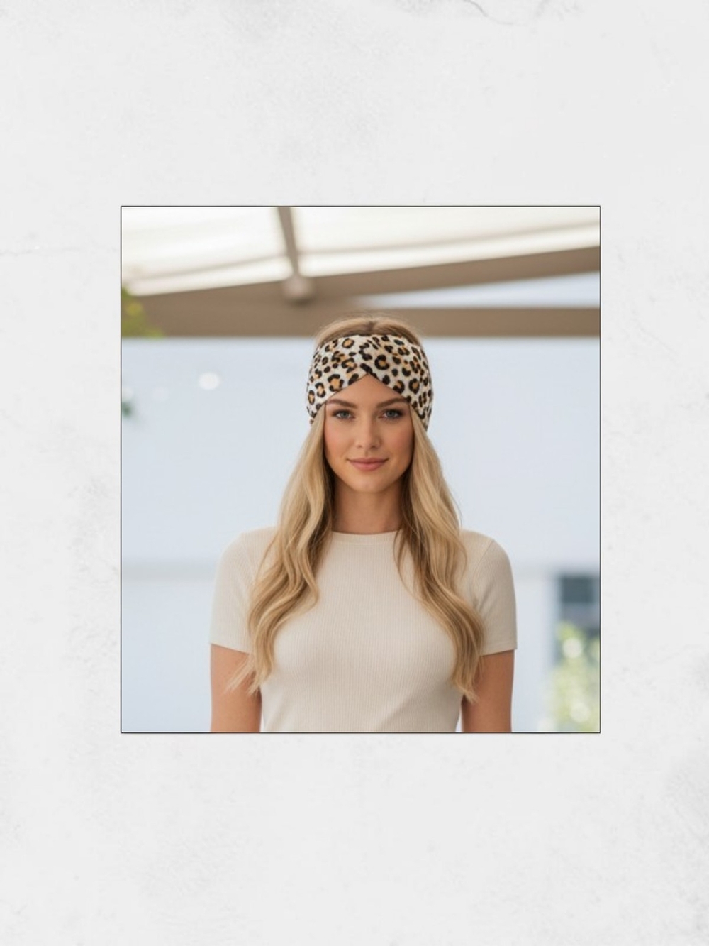 Leopard Print Twist Headband - Beige/Brown ♡